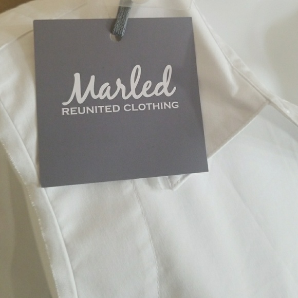 NWT ANTHROPOLOGIE MARLED WHITE TUNIC CHIC BUTTON - Picture 7 of 7